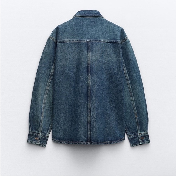 Zara set Long front Slit Denim High waist Skirt & Jacket Indigo Dark Blue S NWT - Picture 7 of 16